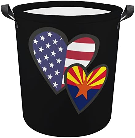Corações entrelaçadas American Arizona Estado Bandeira dobrável Cesta de cesta de armazenamento cesto