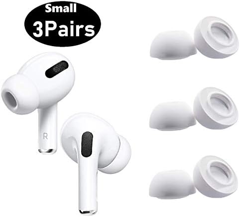 Bllq Tamanho pequeno Dicas de orelhas de ouvido Capas tampas de orelha Earpads Earpads compatíveis com Apple AirPods Pro, pontas de silicone, ajuste no caso, 3 pares brancos s