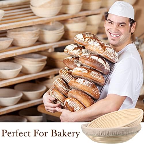Conjunto de 4 11,8 cesta de cesta de pão redonda à prova de fermento de cesta de cesto de tigelas de pão para ascensão