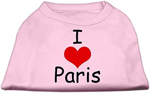 Mirage Pet Products 10 polegadas I Love Paris Screen Print Shirts para animais de estimação, pequeno, rosa