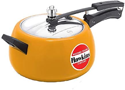 Hawkins contura revestida com cerâmica 5 LTR Ponela de pressão amarela com 2 PC, 2 PC, panela separatista