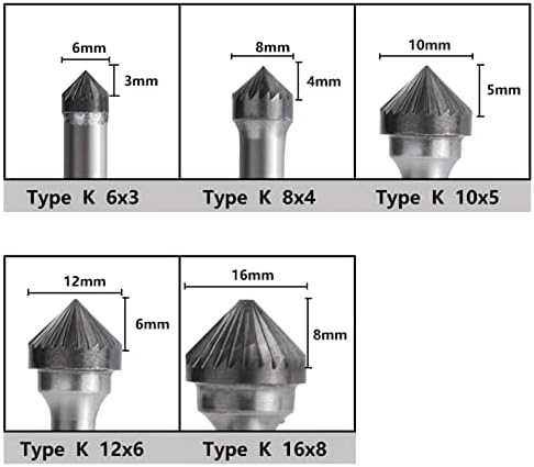 Burrs de arquivo rotativo NESHO 6mm de haste de carboneto único de carboneto de carboneto tipo K Tipo