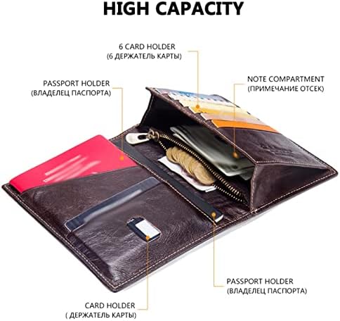 SCDZS Casual Genuine Leather Male Wallet Titular Passaporte Porta de Cartão para Pão de Passaporte de Viagem