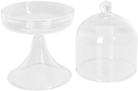 Bolo Stand com tampa da cúpula: 1 conjunto de vidro transparente bandeja de bolo de cupcake sobremesa