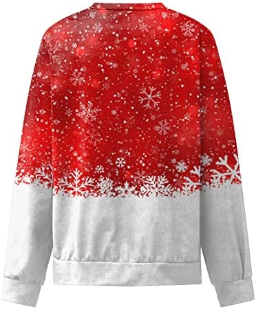 Camisas de Natal de Beuu para mulheres alces e flocos de neve imprimem jumpers soltos sufadas casuais de