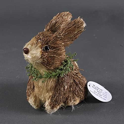 Soimiss Tito Palha Bunny Figure Sisal Bunny Rabbit Day Day Garden Desktop Ornament para decoração da estatueta