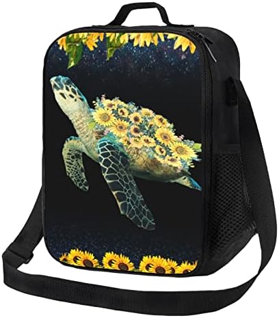Tartaruga -marinho Sunflower One ombro bolsa de lancheira, bolsa de lancheira isolada feminino garotas