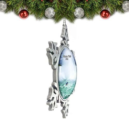 UMSUFA USA America Niagara Falls Ornamento de Natal Decoração de árvore Crystal Metal Metal Salão