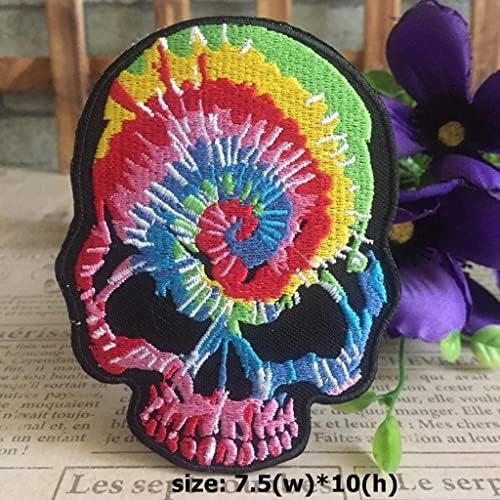 Kanin Rainbow Skull Patch ferro em patch bordado costurar em patch diy para jeans, jaquetas,