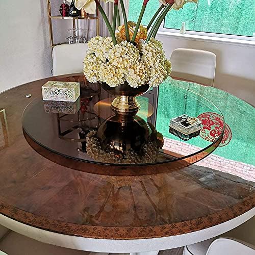 Mesa de jantar durável LIXFDJ preguiçosa, vidro giratório marrom preguiçoso, vidro temperado, bandeja de