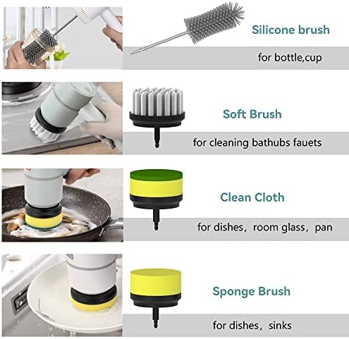 Escovas de limpeza elétrica de lavagem elétrica e elétrica com 4 cabeças de escova substituível, escova