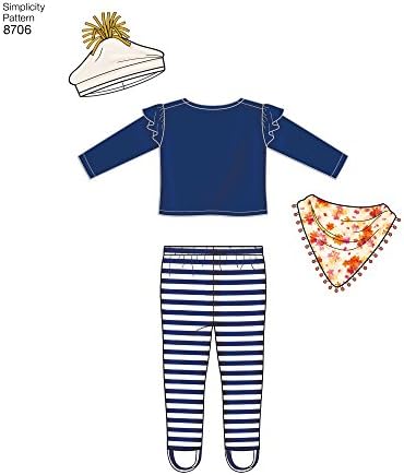 Simplicidade Jumpers de bebê, leggings, babador, camisa e padrões de costura de chapéu, tamanhos xxs-l