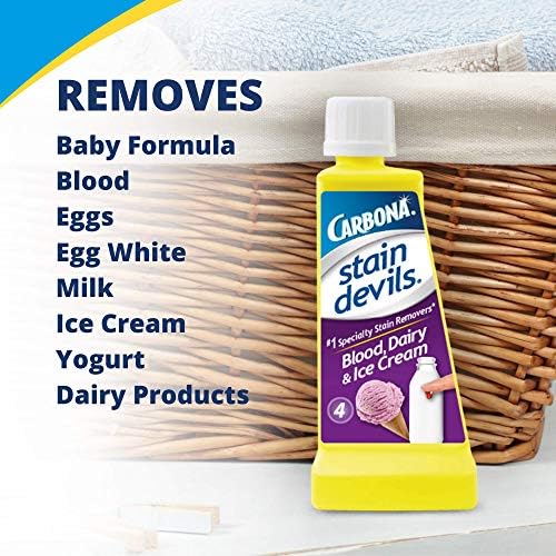 Carbona Stain Devils® 4 - Sangue, laticínios e sorvete | Removedor de manchas de lavanderia profissional | Limpador
