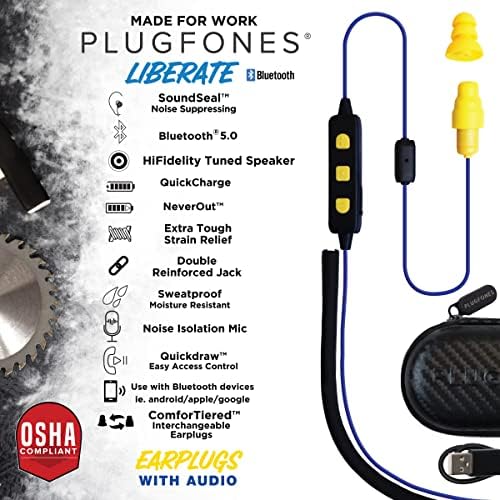 PlugFones Liberate 2.0 Wireless Bluetooth In-Ear Plug-bois Earbuds- 29NRR Reduction-fones de fones de ouvido