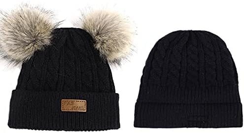 American Trends Baby Beanie Hat Double pom pom beanies malha tricotar toupas de chapéu de inverno para meninos