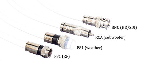 2 pés brancos - cabo coaxial de cobre sólido - cabo coaxial RG6 com conectores, F81 / RF, coaxial digital para áudio / vídeo, TV a cabo, antena, internet e satélite, 2 pés