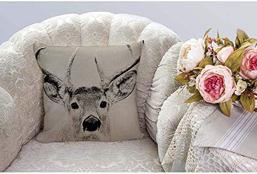 Desenhos de hgod 18 x 18 polegadas de linho de algodão decorativo capa de almofada de travesseiro, veado