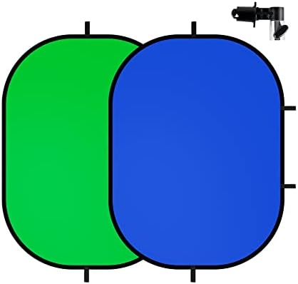 Selens 5x6,6ft Centro de tela verde para fotografia, 2-em 1 azul pop-up Fundamento fotográfico dobrável