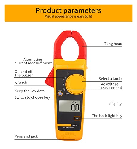 Medidor de braçadeira de corrente digital de depila, testador de resistência ao amperímetro AC multímetro