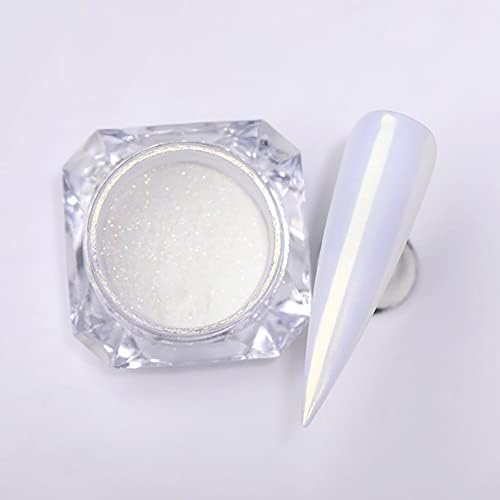 N/A Pérola Glitter Powder Mirror Esfregar pigmento cromo branco pó de neon pó de manicure em pó de