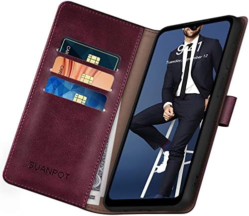 Suanpot para a capa da carteira Samsung Galaxy A14 5G com titular de cartão de crédito de bloqueio