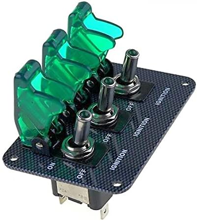 Gummmy verde dc12v-20a led indicador interruptor interruptor de combinação de fibra de carbono painel de superfície