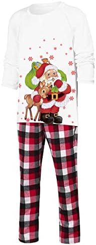 Pijama de Natal para Família 2023, Natal de manga longa calça de calça xadrez de capa de neve,