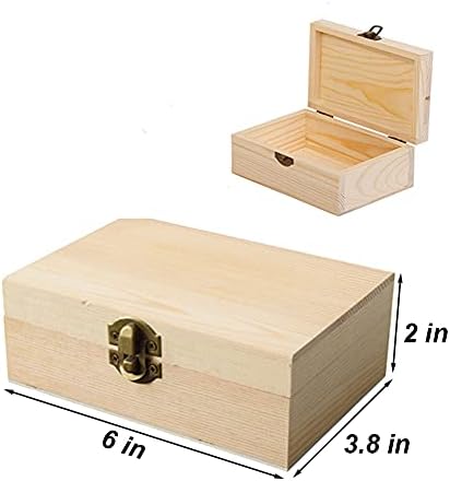 8 PCs caixas de madeira inacabadas, caixa de madeira com tampa articulada, pequenas caixas de madeira