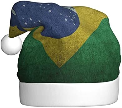 Retro Brasil Bandeira Funny Funny Adults Pray Santa Hat chapéu de Natal para mulheres e homens chapéu