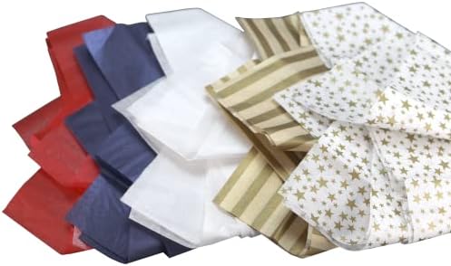 Papel de lenços artesanais de presente iconikal, Mettalic Americana, conjunto de 50 contagens