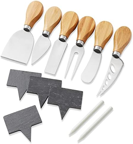 Conjunto de facas de queijo Casafield de 12 peças -aço inoxidável com alças de bambu