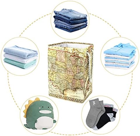 Indicultura de lavanderia cesto vintage America mapa mapa dobrável cestas de lavanderia