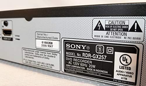 Sony RDR-GX257 DVD RECORDIÁVEL DE DVD COM A UPSCALA DE HDMI, BLACK