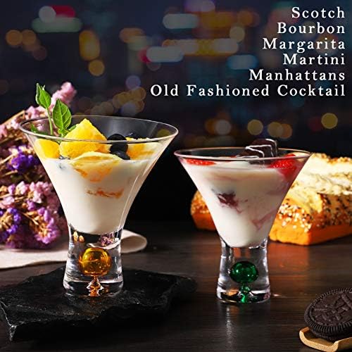 Conjunto de óculos de martini de 4 - copos de margarita sem haste 6 onças de coquetéis de cor muito bem