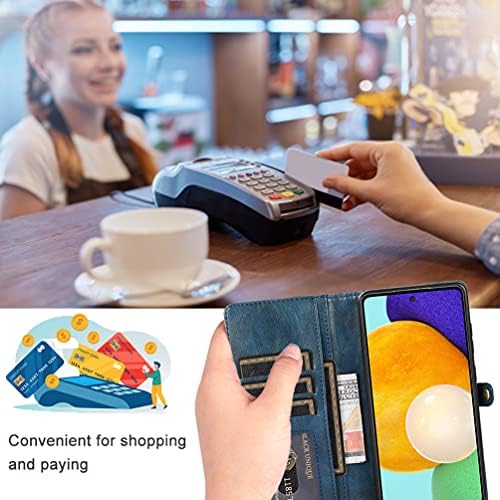 Harsel Samsung A52 Flip Case for Men/Women, capa de fólio de capa de telefone magnética destacável com bolsa de bolsa de carteira de carteira de carteira de bolso de bolso PU Strap de couro