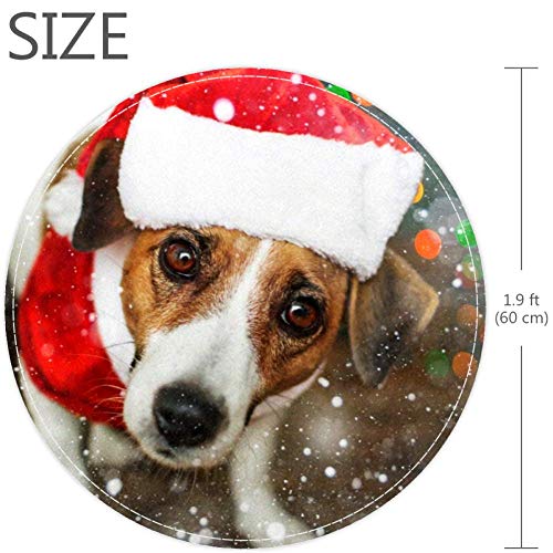 Chapéu de Natal cachorro, capacho sem escorregamento 23,6 Ranta de tapete redonda tapetes para crianças quarto