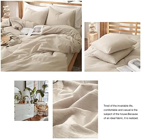 Modern Style Bege Duvet Capa King Luxo Soft lavado Tampa de consolador de algodão Solid Bege Bedding Conjunto