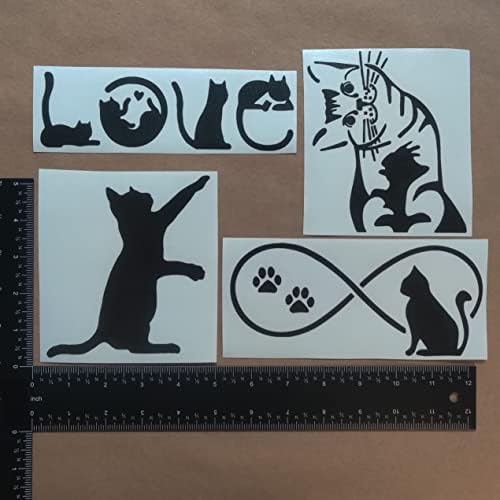 Decalque de gato 4 pacote: pata de gato, aparência de gatinho, amor, infinito
