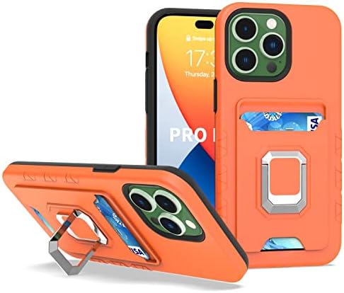 Caixa de telefone, cobertura de corpo inteiro à prova de choque com uma caixa de kickstand de 360 ​​° para iPhone 14 Pro Max, cobertura de protetor com slots de cartão