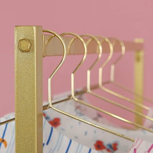 Homekayt Rack de roupas de ouro Modern Metal Rack Rack com prateleira de madeira Rack para boutique Retail Woilt