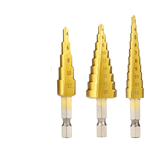 Conjunto de brocas de etapa 3pcs 3-12mm 4-12mm 4-20mm Cone de metal de madeira revestido de 4-20mm Drills