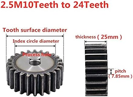 ZhengGuifang ZGF-BR 2.5M ENGRENAGEM DE SPUR 10 de dentes a 24 dentes de espessura 25mm 45 dentes de aço engrenagem do motor endurecida da superfície
