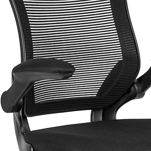 Flash Furniture couve de cadeira de redação ergonômica de malha preta no meio da zagueira com