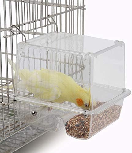 Alimentador de pássaro plástico transparente de grande capacidade, recipiente de alimentação de pássaros
