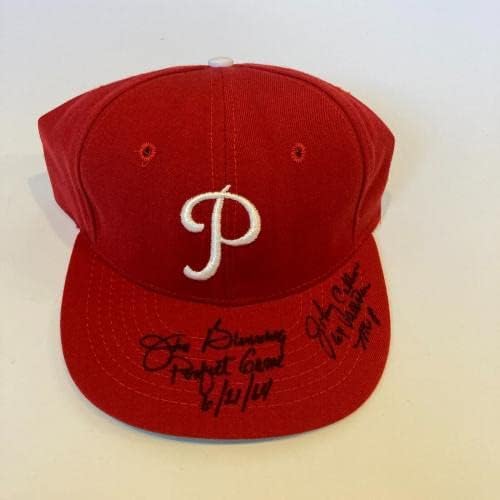 Jim Bunning e Johnny Callison assinaram Philadelphia Phillies Baseball Hat JSA COA - HATS MLB Autografado