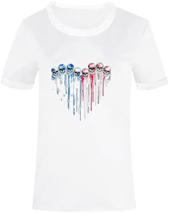 Tampas de tamanho grande para mulheres camisetas do Dia da Independência Americana 4 de julho Round Round Camisetas