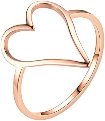 Anel de anel em forma de coração de aço de titânio anel liso não perde cor anel de aço inoxidável em forma