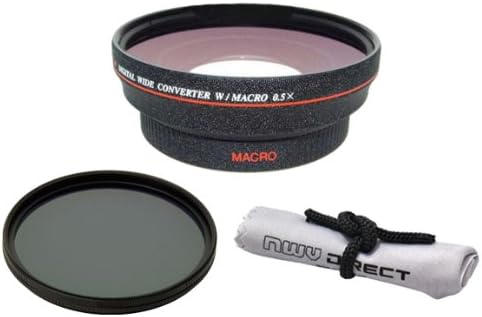 Canon Vixia HF G30 0,5x Lente de ângulo largo com macro + 82mm Filtro de polarização circular de 82 mm + NWV Pano de limpeza de micro fibra direta