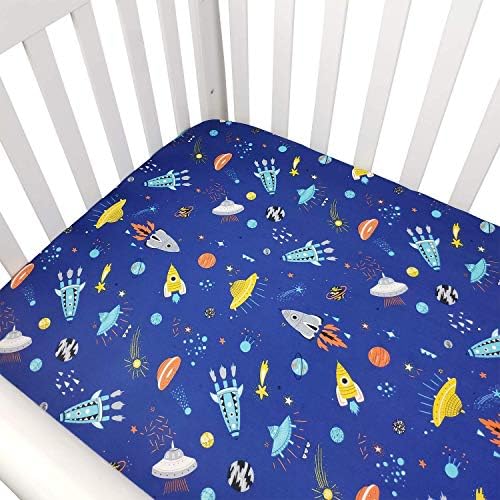BrandReam Baby Boys Space Berkding Set com fraldas de berçário de berçário azul marinho de fraldas com roqueiro