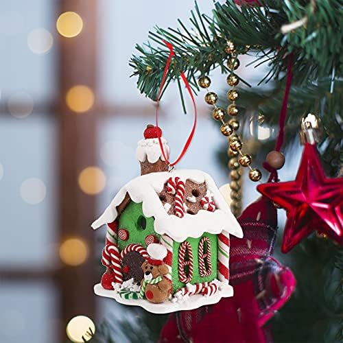 Kisangel 1pc Christmas Houses Village liderou o mini chalé de Natal iluminado de natal decorando